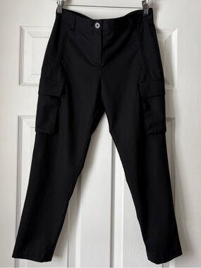 Theory Wool Cropped Cargo Pants Black Tailored Stretch Ankle Size 00